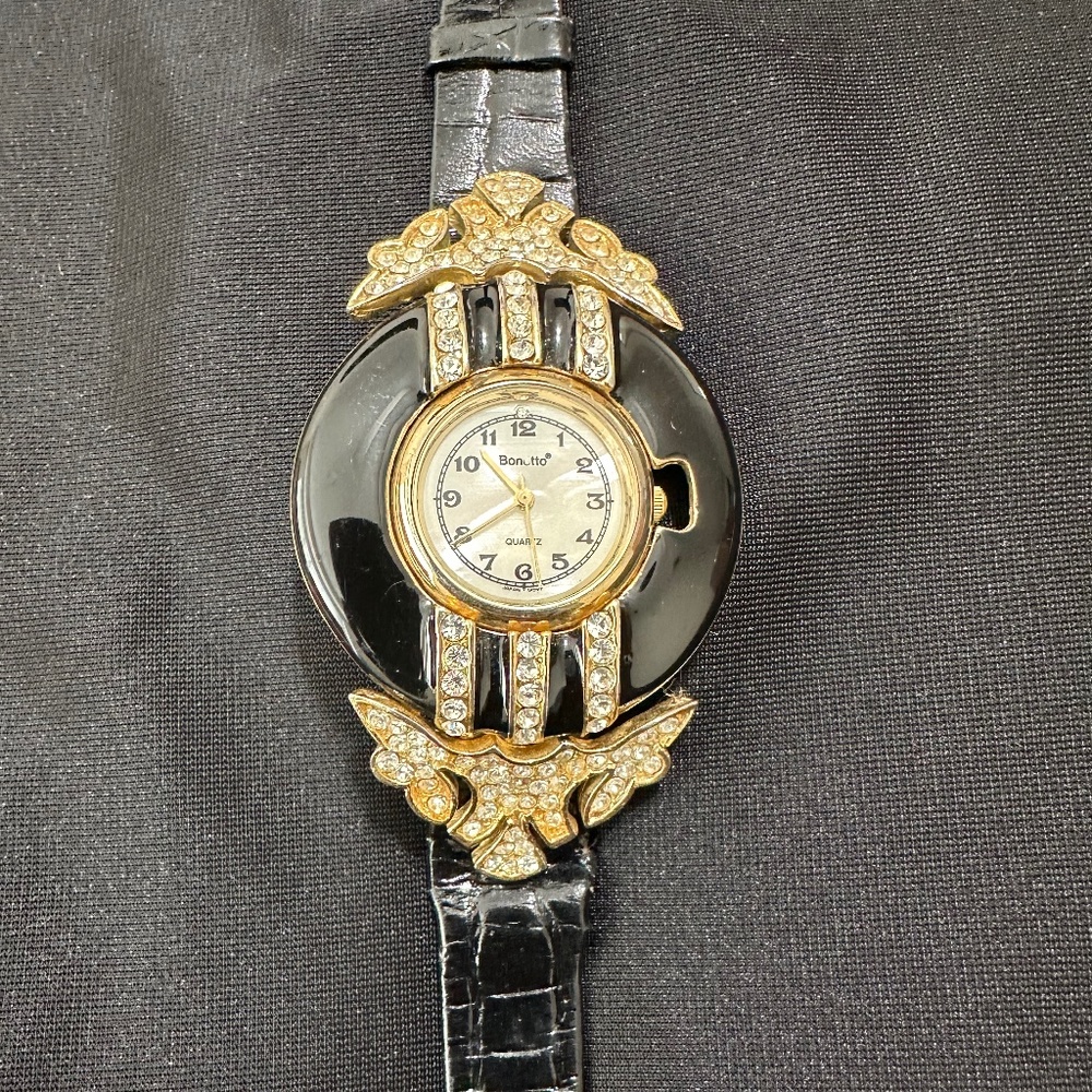 BONETTO Black Leather Watch